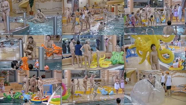 Indoor water runners - Family nudism candid video [New Nudism]